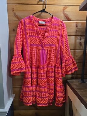 Devotion Twins Ella Pink Dress Small Oversized Hand Made Elegant Vibrant